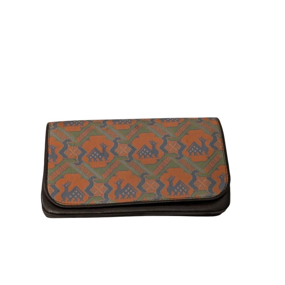 Tatsumura Zippered Billfold (Leather-Lined) — Deer Pattern, Arisugawa Nishiki